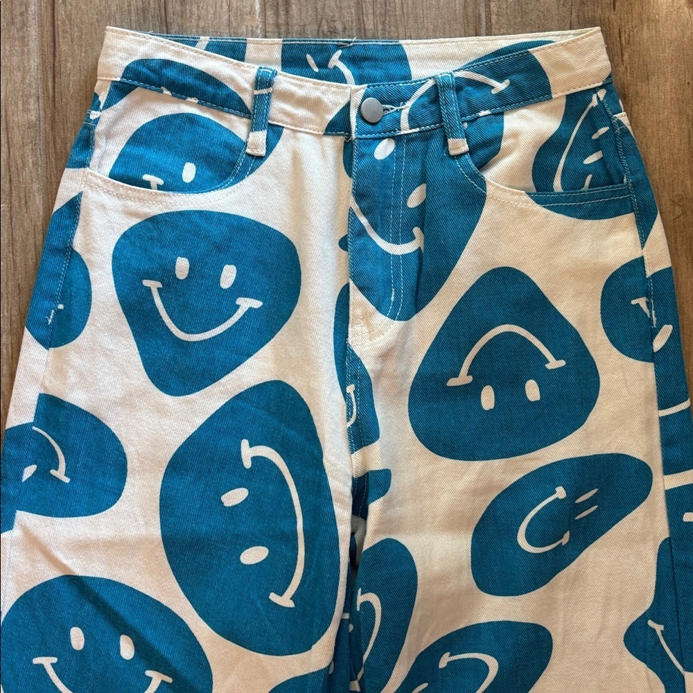 Bacio Blue Smiley Face Pants - Picture 2 of 3